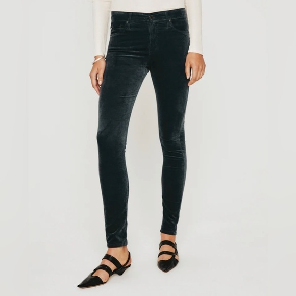 AG The Farrah Skinny Navy Blue Velvet Pants Sz 27 R - Picture 1 of 6